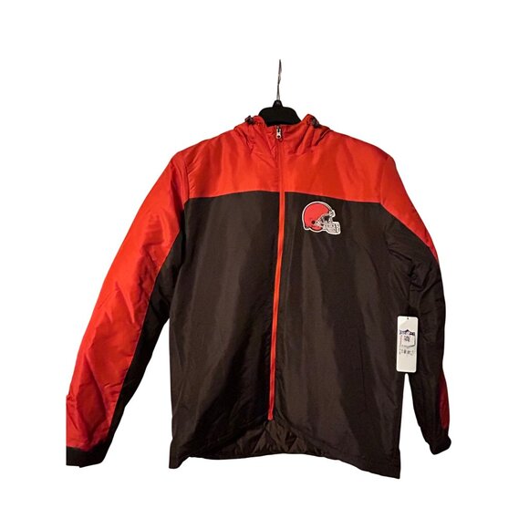 NFL Other - Cleveland Browns NFL Hooded Jacket L Red & Brown Polyester